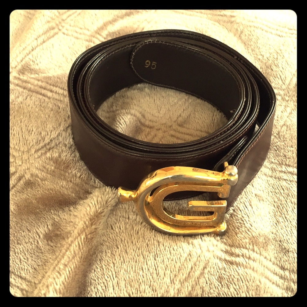 Vintage Gucci Belt Brown Leather Sz 95